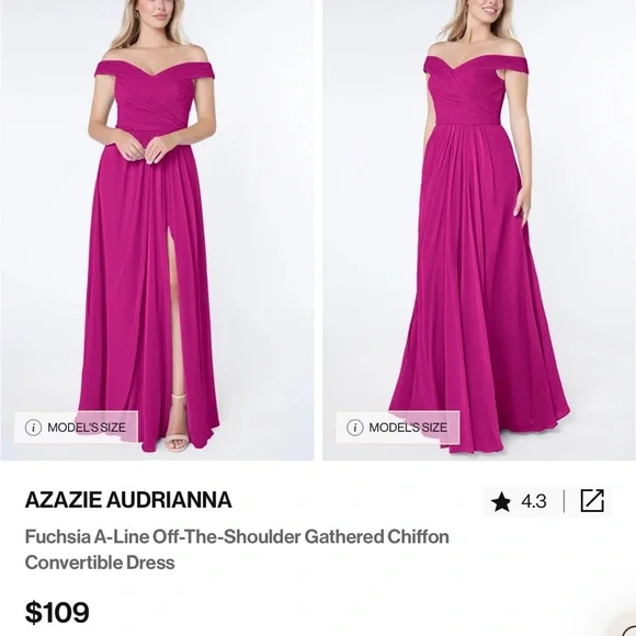 Azazie Audrianna Fuchsia Off-Shoulder Dress - Picture 3 of 11